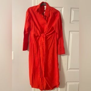 Red dress with waist tie